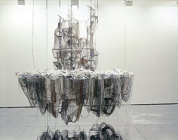 Lee Bul © After Bruno Taut (Negative Capability), 2008 crystal, glass and acrylic beads on stainless-steel armature, aluminum and copper mesh, PVC, steel and aluminum chains 108 x 116 x 84 inches 274.3 x 294.6 x 213.4 cm Collection of National Gallery of Canada, Ottawa
