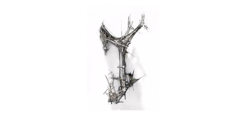 Lee Bul © Untitled (sculpture M1), 2013, Polyurethane panel, stainless- steel, aluminum and acrylic rods, glass and acrylic mirror on stainless-steel armature, 203 × 144 × 77 cm